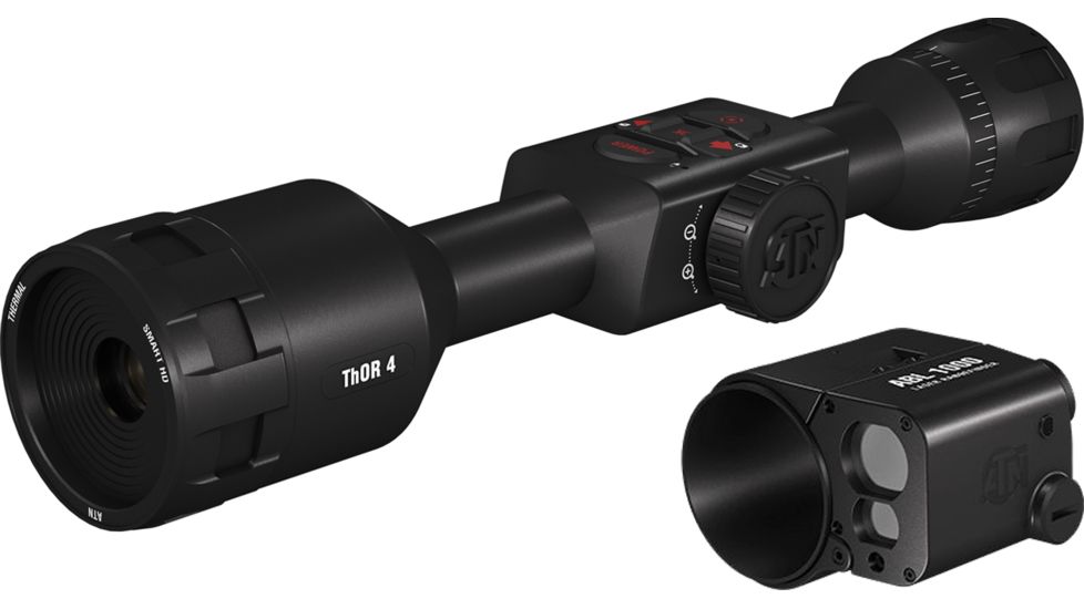 ATN ThOR 4 Thermal Smart HD Rifle Scope, 1.25-5x19mm, 30mm Tube w/ Ballistic Laser Kit, Black, TIWST4381A-KIT1