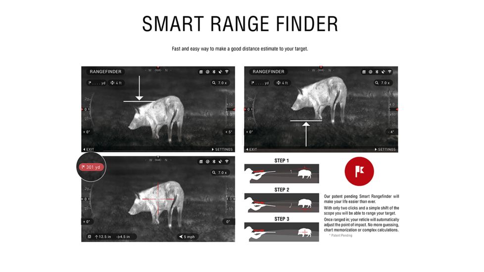 ATN ThOR 4 Thermal Smart HD Rifle Scope, 1.25-5x19mm, 30mm Tube, Black, TIWST4381A