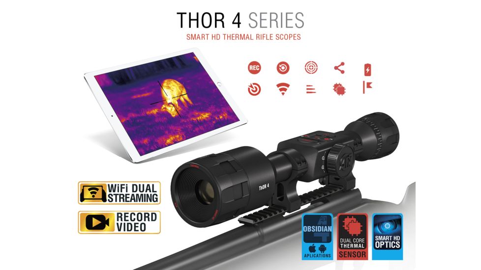 ATN ThOR 4 Thermal Smart HD Rifle Scope, 2-8x25mm, Black, TIWST4382A