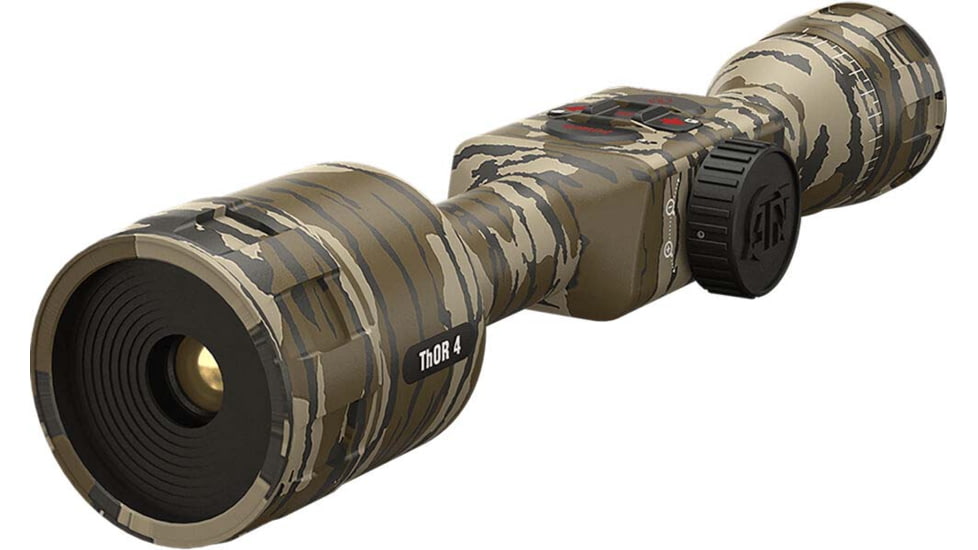 ATN Thor 4 Thermal Rifle Scope, 1.25-5x19mm, 30mm Tube, Mossy Oak Bottomland, TIWST4381ABL