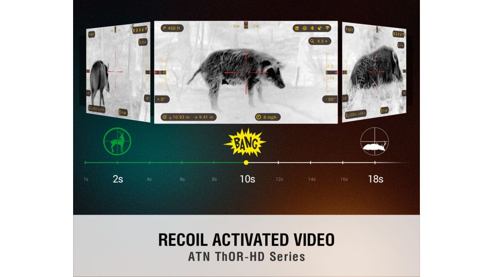 ATN ThOR-HD Thermal Imaging Rifle Scope, 4.5-18x50mm, Multiple Patterns &amp; Color Options Reticles, Black, TIWSTH384A