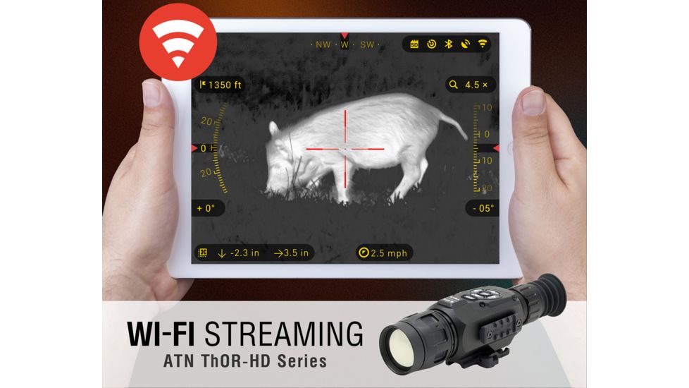 ATN ThOR-HD Thermal Imaging Rifle Scopes, 5-50x, 50 mm, Multiple Patterns &amp; Color Options Reticles, Black, TIWSTH645A