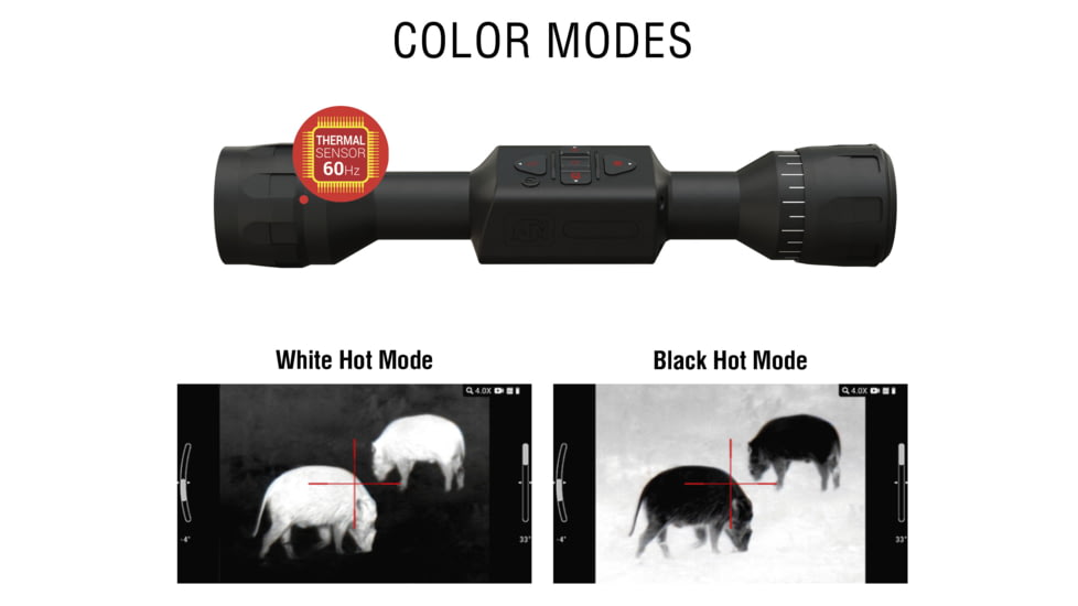ATN Thor LTV 4-12x Thermal Imaging Rifle Scopes Gen 5, 320x240 w/ Video Recording, Black, TIWSTLTV325X