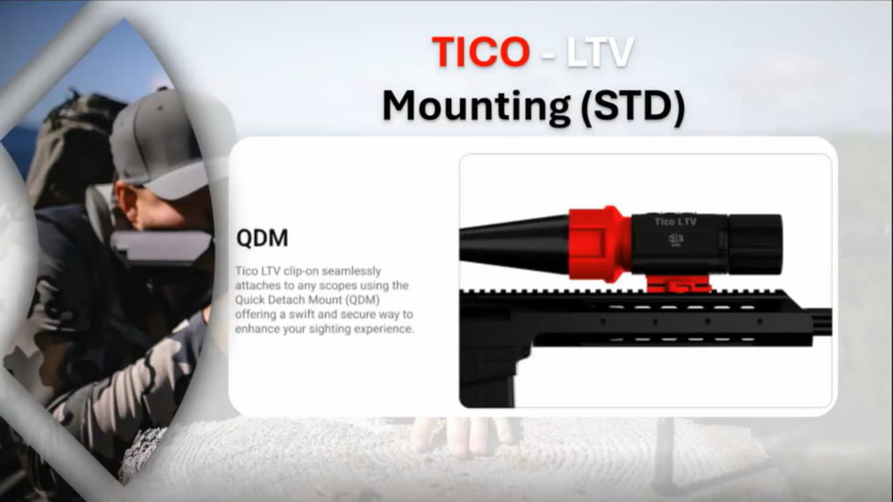 ATN TICO-LTV 1-4x25mm, 320x240, 12 Micron Thermal Clip-On Rifle Scope w/QDM mount, Black, TICOLTV325X