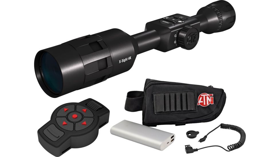 ATN X-Sight 4K Buckhunter Daytime Rifle Scope, 5-20x70mm, 30mm Tube, First Focal Plane, Multiple Reticles, Beginner Kit Battery Pack w/ X-Trac, Black, DGWSXS5204KB-KIT1