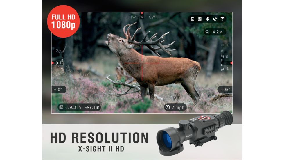ATN X-Sight II Smart Day/Night Rifle Scope w/HD Video, Wi-Fi, GPS, Smartphone Control via App, Black