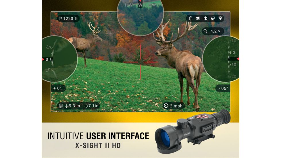 ATN X-Sight II Smart Day/Night Rifle Scope w/HD Video, Wi-Fi, GPS, Smartphone Control via App, Black