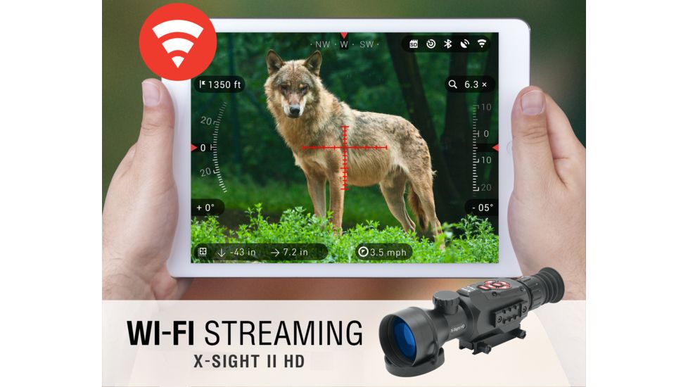 ATN X-Sight II Smart Day/Night Rifle Scope w/HD Video, Wi-Fi, GPS, Smartphone Control via App, Black