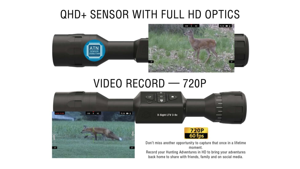 ATN X-Sight LTV Day/Night Hunting Rifle Scope, 5-15x50mm, Multiple Reticles, Black, DGWSXS515LTV