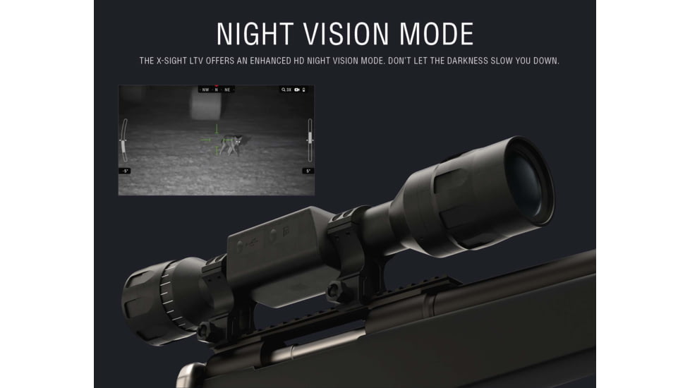 ATN X-Sight LTV Day/Night Hunting Rifle Scope, 5-15x50mm, Multiple Reticles, Black, DGWSXS515LTV