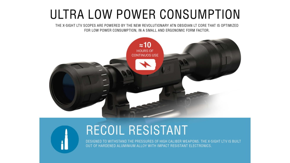 ATN X-Sight LTV Day/Night Hunting Rifle Scope, 5-15x50mm, Multiple Reticles, Black, DGWSXS515LTV