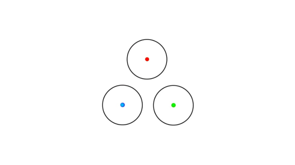 Axeon 1x20mm Tri-Color Dot Sight, Red/ Green/ Blue Dot, 5 MOA Dot Size, Black Matte, 2218676