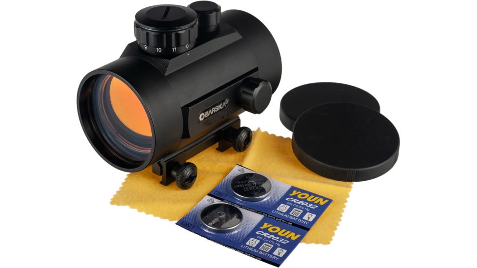 Barska 1x50mm 5 MOA Illuminated Reticle Red Dot Scope, Black, Weaver Base - AC10332
