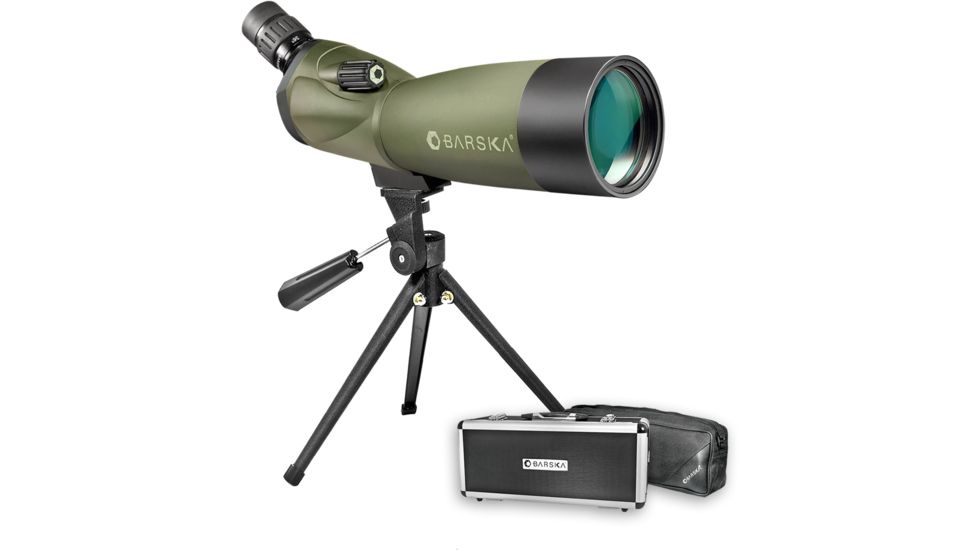 Barska 20-60x60 Blackhawk Waterproof Spotting Scope, Angled, Green, w/ Tripod, Soft Case, Hard Case, AD11284