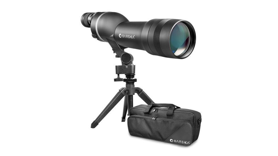 Barska Spotter Pro 22-66x80 Straight-Body Spotting Scope - Black, w/ Tripod, Case AD10352