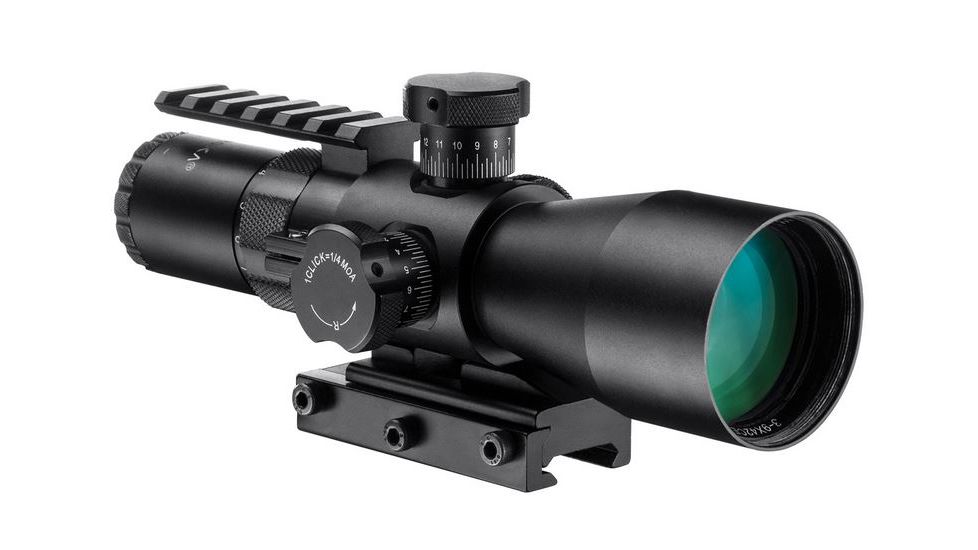 Barska 3-9x42 IR Contour Rifle Scope w/ Accessory Rail Mount, 1/4 MOA, 1 in Scope Tube, Black AC12468