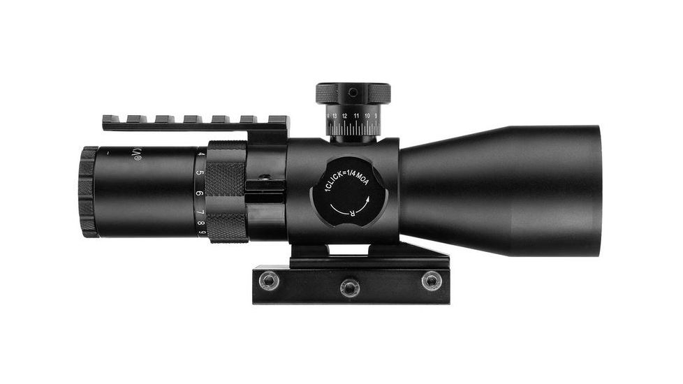 Barska 3-9x42 IR Contour Rifle Scope w/ Accessory Rail Mount, 1/4 MOA, 1 in Scope Tube, Black AC12468