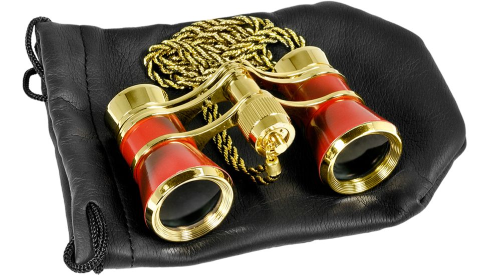 Barska 3x25 Blue Line Opera Glass Theater Binoculars w/ Necklace &amp; Pouch - Ruby