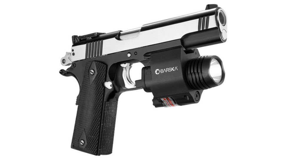 Barska Laser LED Weapon Flashlight, CR123A, Red, 200 Lumens, Black, AU12714