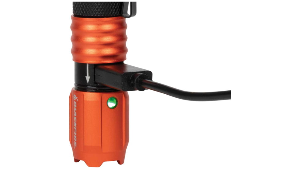 Blackfire-Klein Outdoors Rechargeable LED Pocket Flashlight, Lithium-Ion, White, 275 Lumen, Black/Orange, BBM6411