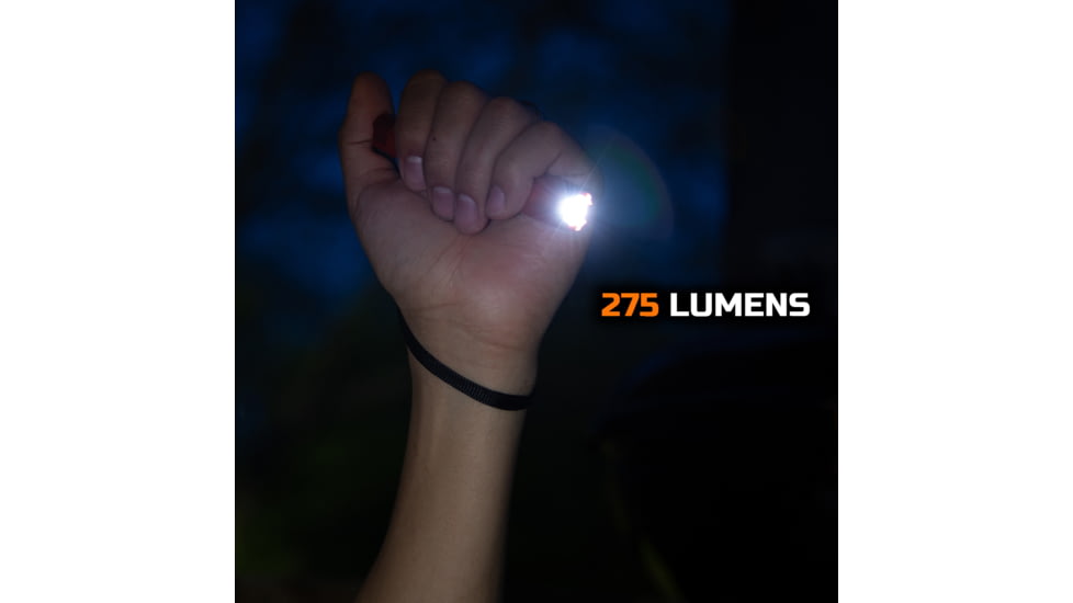 Blackfire-Klein Outdoors Rechargeable LED Pocket Flashlight, Lithium-Ion, White, 275 Lumen, Black/Orange, BBM6411