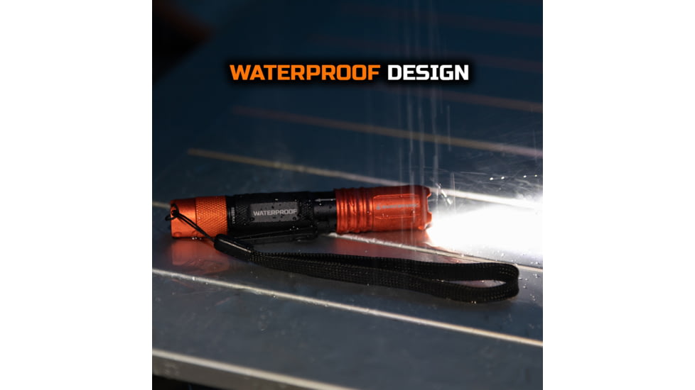 Blackfire-Klein Outdoors Rechargeable LED Pocket Flashlight, Lithium-Ion, White, 275 Lumen, Black/Orange, BBM6411