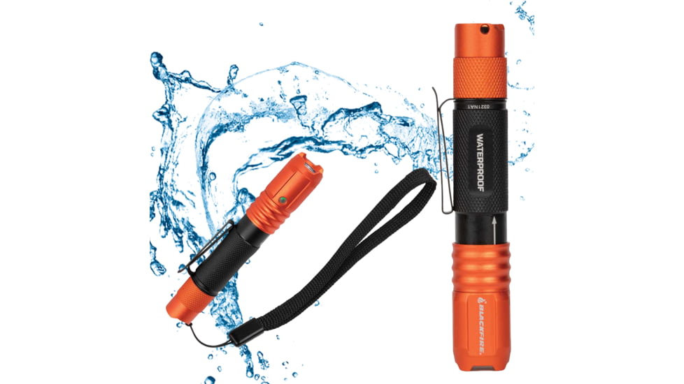 Blackfire-Klein Outdoors Rechargeable LED Pocket Flashlight, Lithium-Ion, White, 275 Lumen, Black/Orange, BBM6411