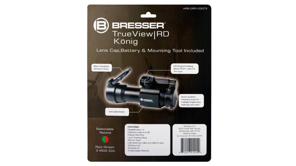 Bresser TrueView Knig Tactical Red Dot, 30mm,, Black, HRS-ORD-030TE