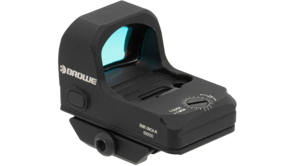 BROWE 1x23mm 3 MOA Red Dot Micro Reflex w/RMR Footprint &amp; Bottom Loading Battery, Ultra Low Picatinny Mount, Black, One Size, BMR-3MOA-R-LP