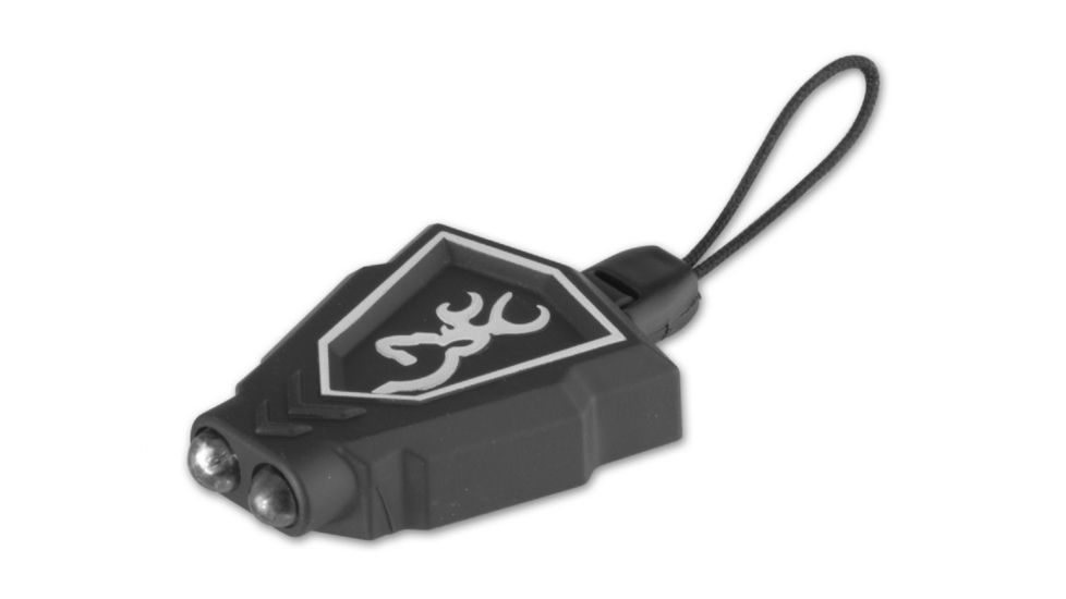 Browning Zipper Pull Keychain White Black Label Flashlight,1 White LED 13 Lumens, 1 Red LED 3 Lumens 3713385
