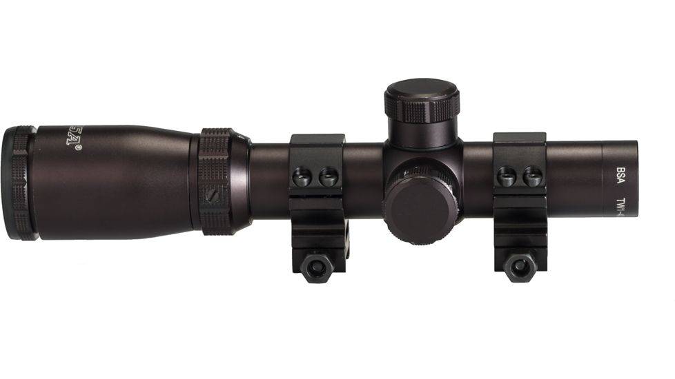 BSA Optics 1-4x24mm Tactical Weapon 30mm Rifle Scope w/ Mil-Dot Reticle and Rings TW1-4X24/30WRCP