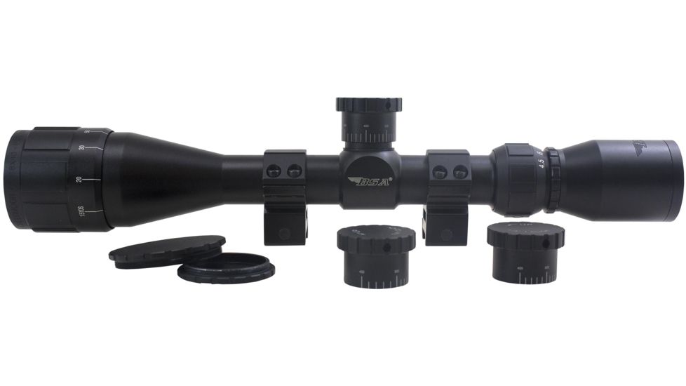BSA Optics Sweet 22 3-9x40 AO Rifle Scope, .22 LR, 2 Dovetail Rings, Black, 22-39X40AOWRTB