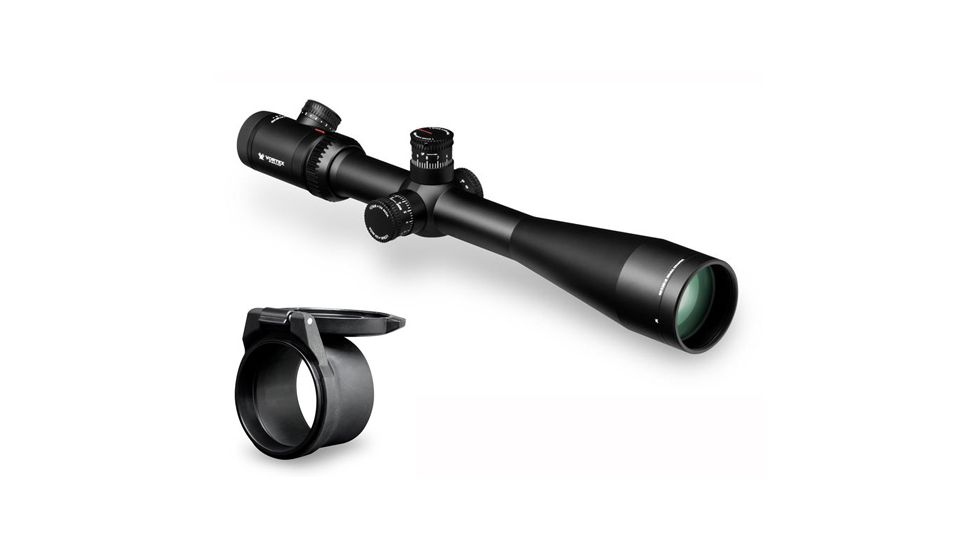 Vortex Viper PST 6-24x50 FFP Rifle Scope with EBR-1 MOA Reticle + Vortex Defender Flip Cap Objective Lens 50 (55-59 mm), Black O-50 PST-624F1-A-KIT1
