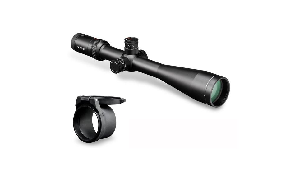 Vortex Viper HST 6-24x50 mm Rifle Scope, 30 mm Tube, Second Focal Plane, Black, Hard Anodized, Non-Illuminated VMR-1 MOA Reticle, MOA Adjustment, w/ Vortex Defender Flip Cap, VHS-4325-KIT1