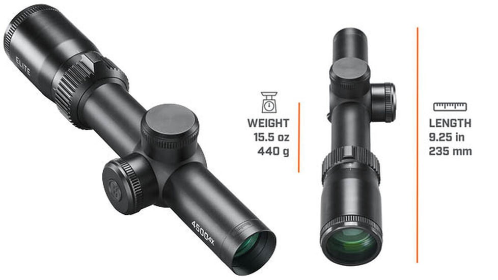 Bushnell 1-4x24 Elite 4500 Rifle Scope, 30 mm, Secong Focal Plane, Multi-X, 120 MOA,Box, Black, REL1424BS3