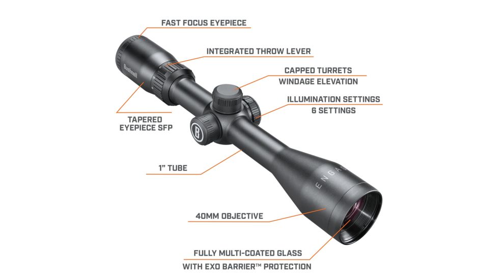 Bushnell Engage 3-9x40mm Rifle Scope, 1 inch Tube, Illuninated Multi-X Reticle, Black, RE3940BS9