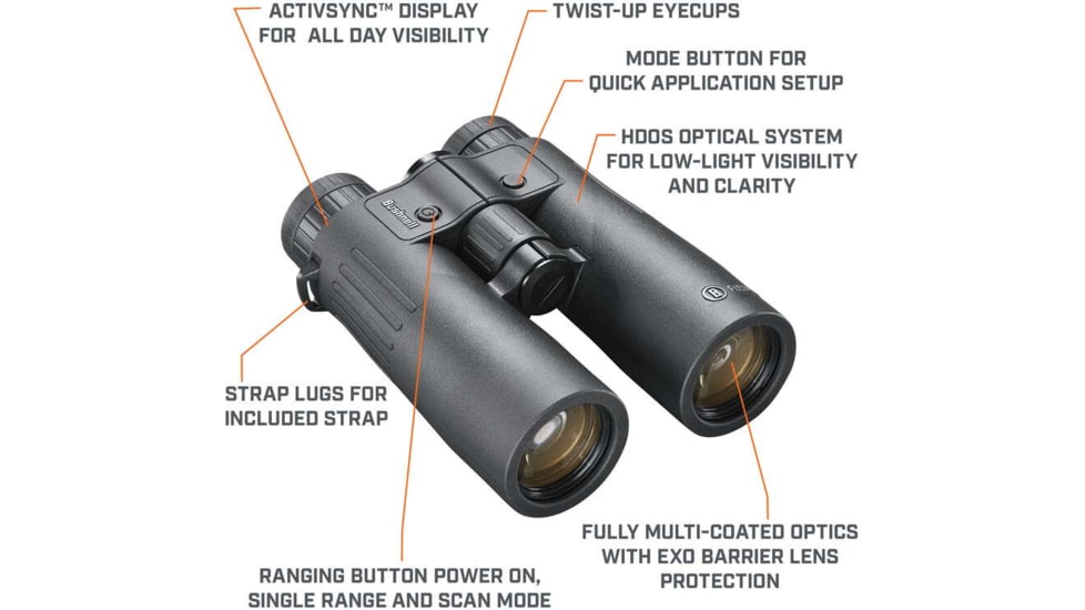 Bushnell Fusion X 10X42 Rangefinding Binoculars, BK-7, Center Focus System, Roof Prism, Black, FX1042AD
