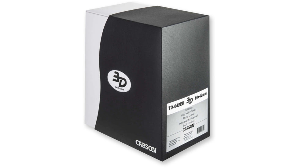 Carson 3D 10x42mm Roof Prism Waterproof Birding Binoculars, Matte, Black, TD-042ED