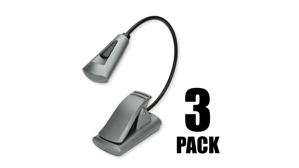 Carson FlexNeckPlus Ultra-Bright Fully Adjustable 6 LED Book Light-3 Pack, Grey FL-66MU