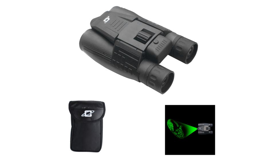 10x32mm Day/Night Green Laser Roof Prism Binocular and Case,Black
