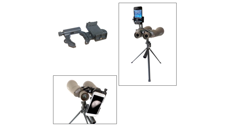 Cassini 15 x 70mm Porro Prism Binoculars w/ Smart Phone Adapter, Gray, SS-C1570