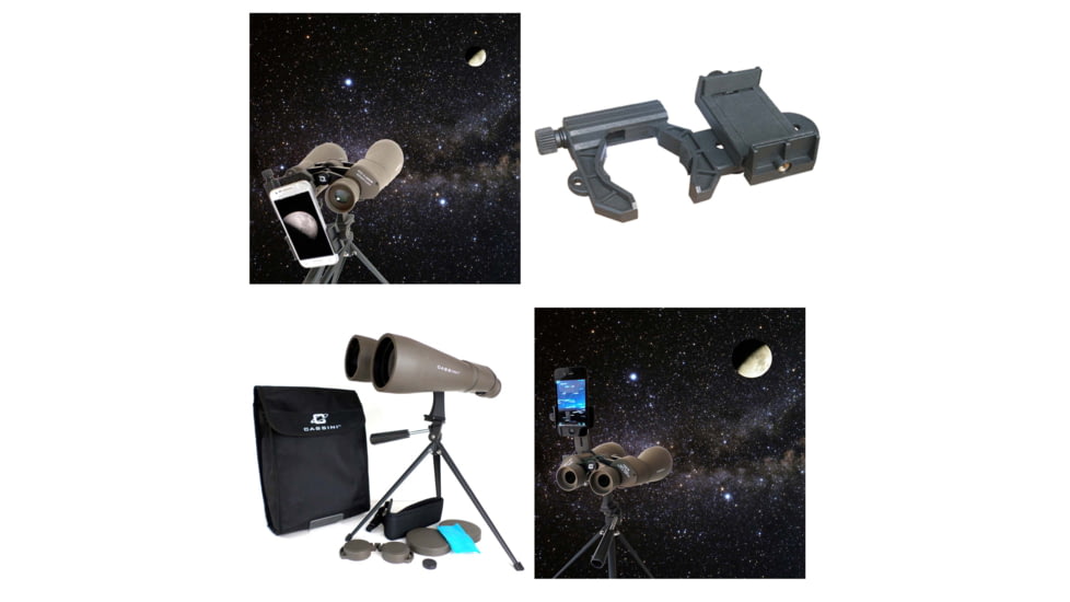 Cassini 15 x 70mm Porro Prism Binoculars w/ Smart Phone Adapter, Gray, SS-C1570