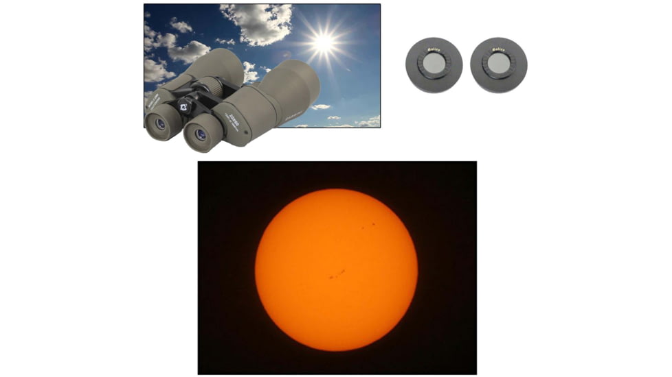 Cassini 20 x 60mm Porro Prism Binoculars w/ Solar Filter Caps, Gray, C-2060SF