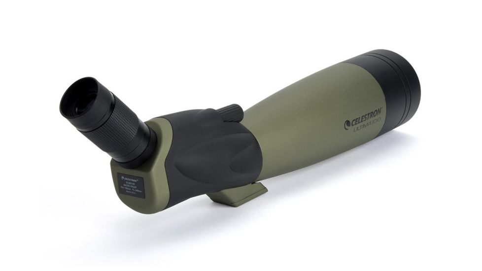 Celestron Ultima 100 Angled Spotting Scope, 22-66x100 Zoom, Matte w/ Case 52252