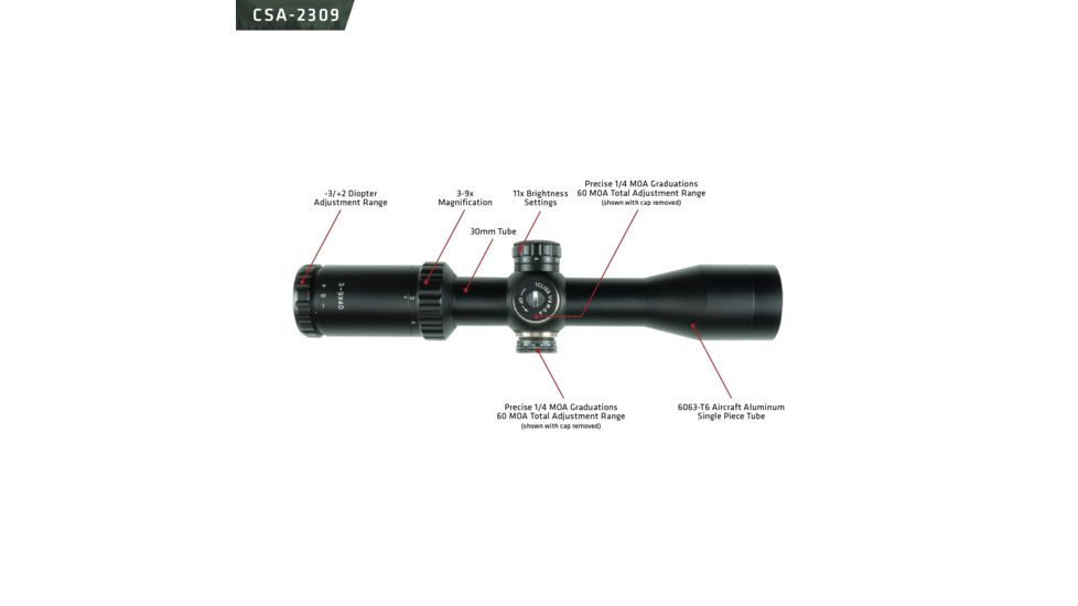 Crimson Trace 2 Series Sport Rifle Scope, 3-9x40mm, FFP, 30mm Tube, MR1-MOA Illuminated Reticle, Black CSA-2309
