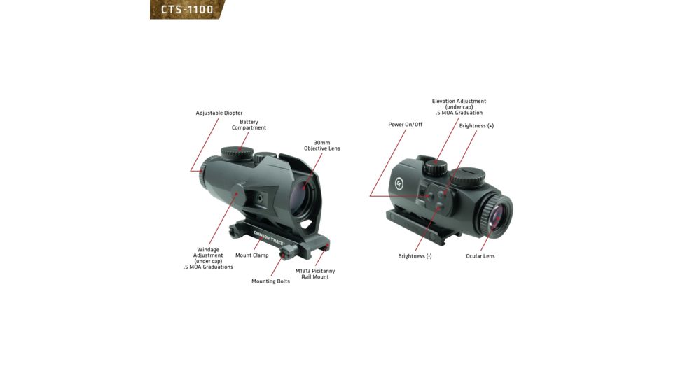 Crimson Trace 3.5x Battlesight, Illuminated Hybrid BDC Reticle, Picatinny Mount, Black CTS-1100