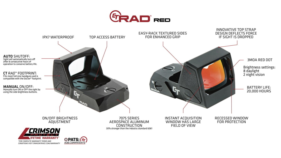 Crimson Trace RAD Open Reflex Red Dot Sight, 5 MOA Green Dot Reticle, Black, 01-01890