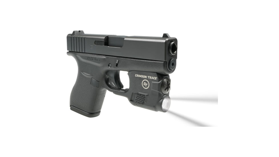Crimson Trace Weapon Light, 1/3N Lithium, Glock 42 &amp; 43, White, 100 Lumen, Black, LTG-773