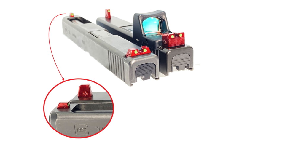 Cross Armory Glow-In-The-Dark Pistol Sights, Red, Tall, crGSt-rd