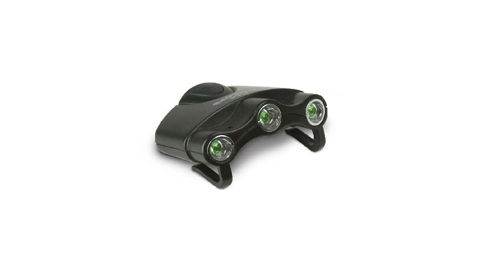 Cyclops Orion Hat Clip LED Flashlight, Black with 3 Green LED Lights, CYC-HC1-G